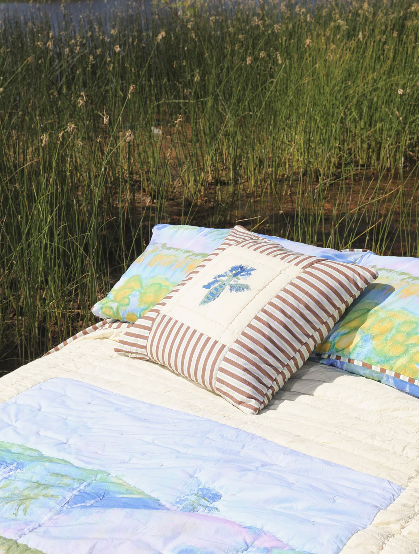 Organic Cotton Square Cushion Cover - Palm