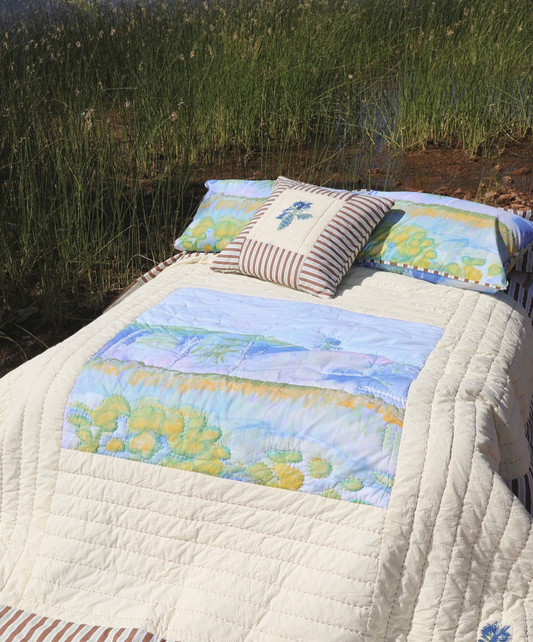 Organic Cotton Kantha Quilt - Waterlily
