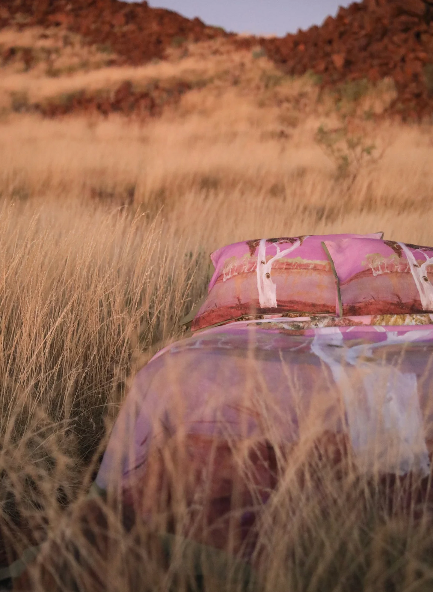 Linen Pillowcase - Pink Tree