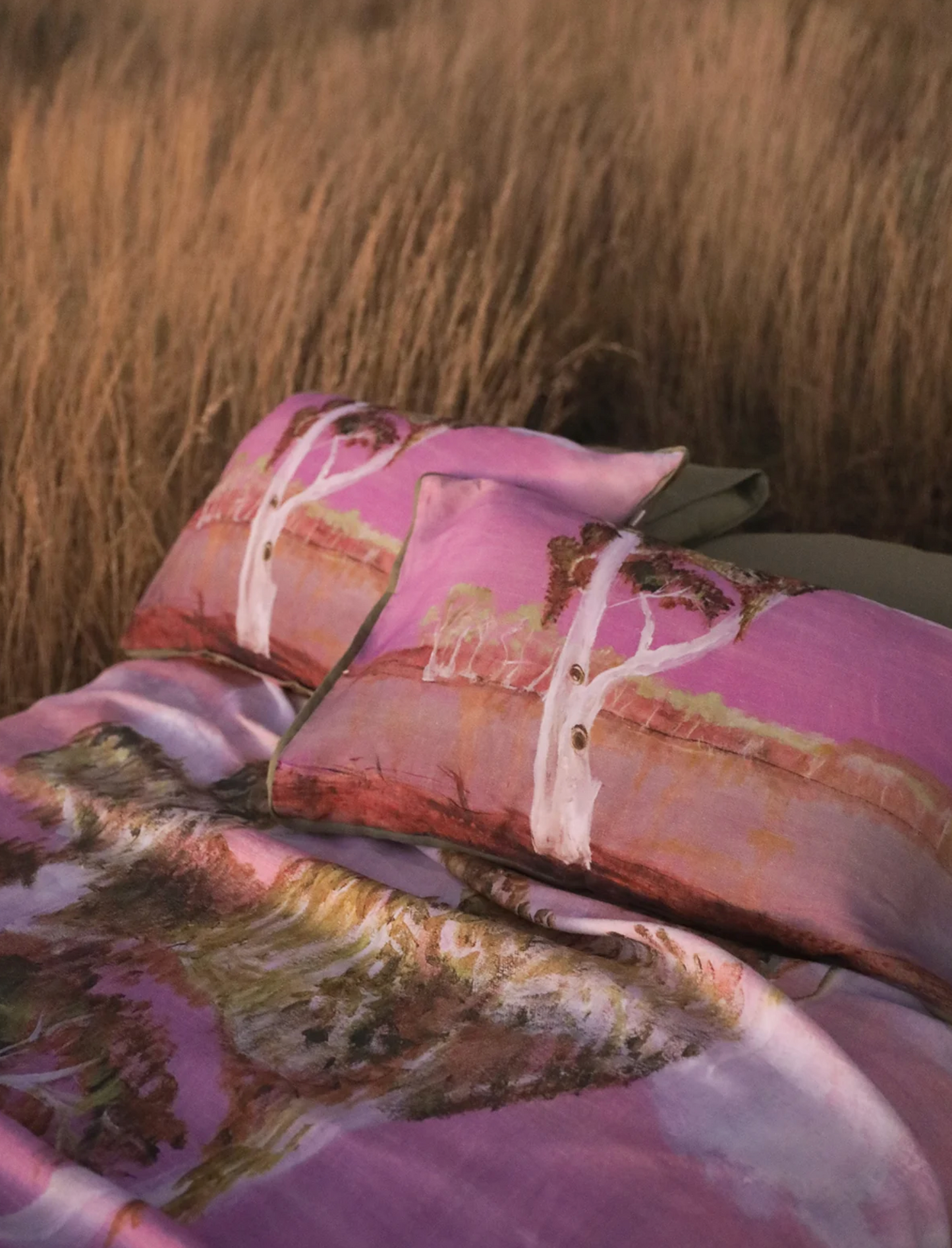 Linen Pillowcase - Pink Tree