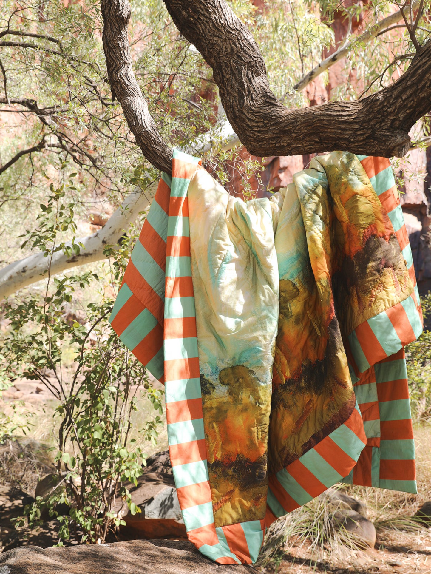 Organic Cotton Kantha Quilt - Cloud Sky