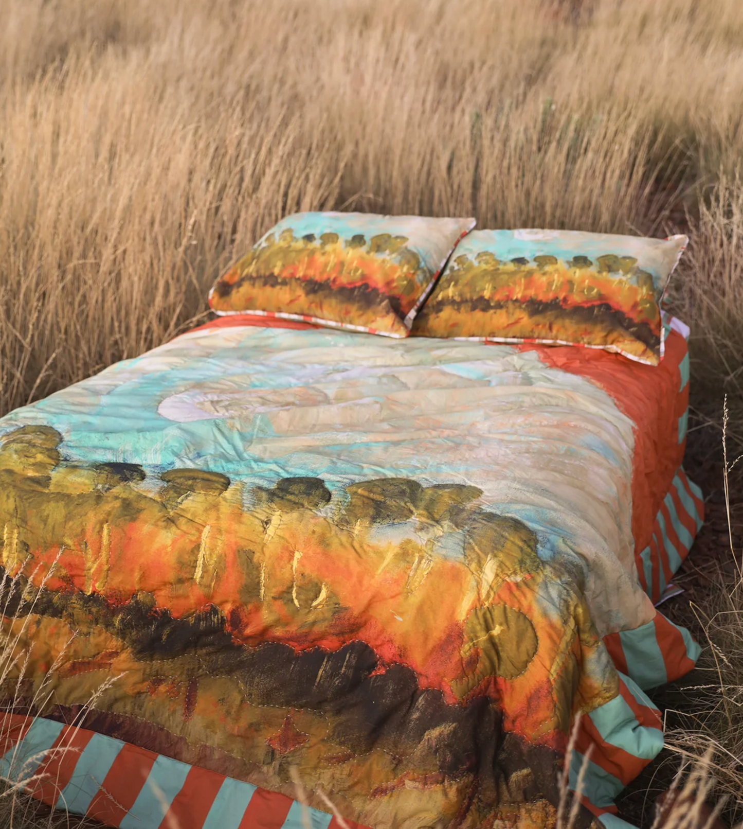 Organic Cotton Kantha Quilt - Cloud Sky