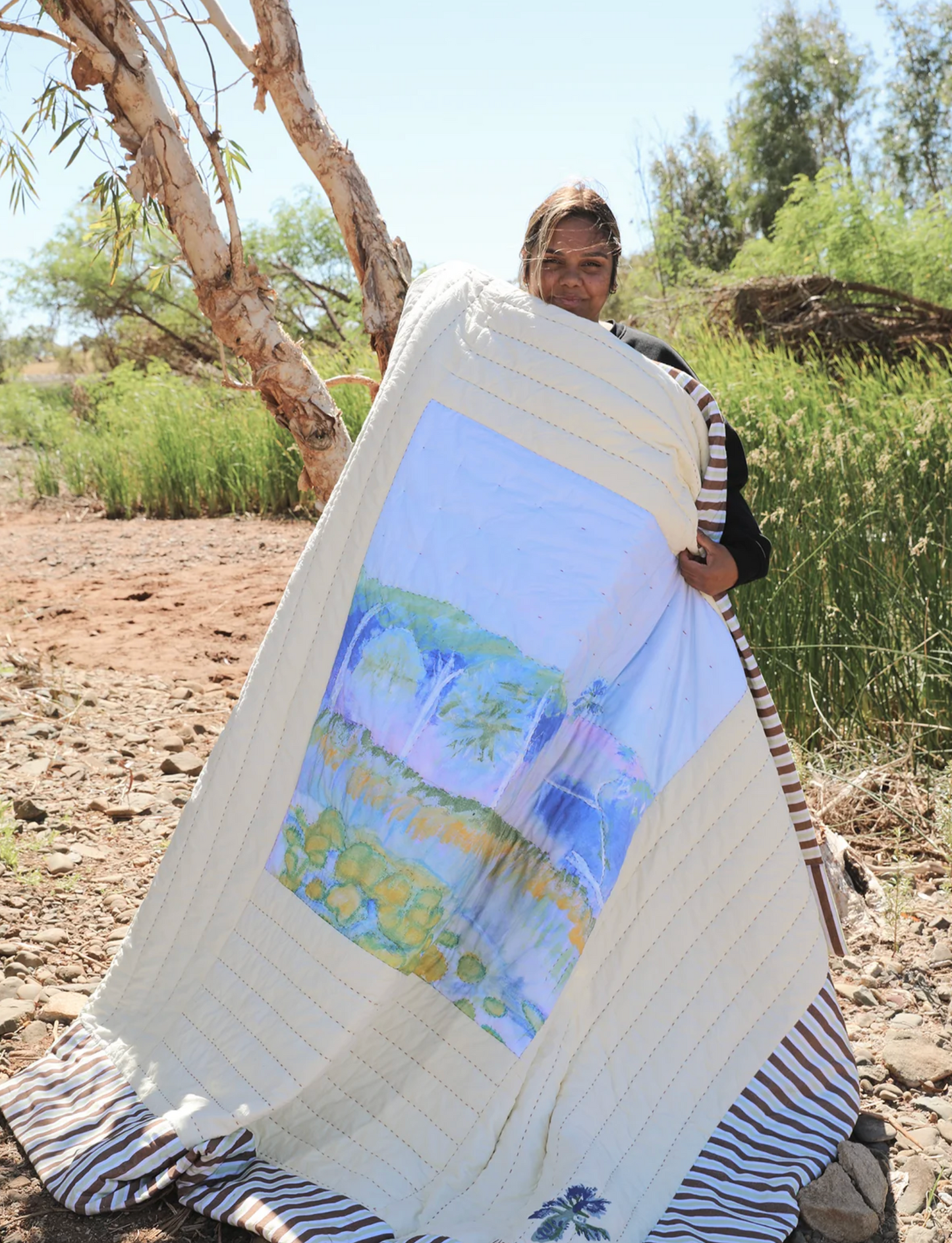 Organic Cotton Kantha Quilt - Waterlily